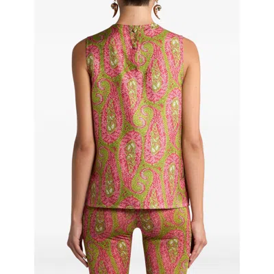 Etro Paisley Foliage Sleeveless Top Button Detail In Multi