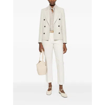 Brunello Cucinelli Button Herringbone Blazer In Neutral