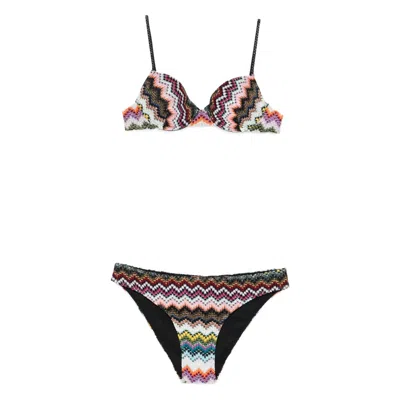 Missoni Mare Metallic Striped Crochet-knit Bikini In Multi