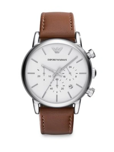Shop Emporio Armani Stainless Steel Chronograph Watch In Na
