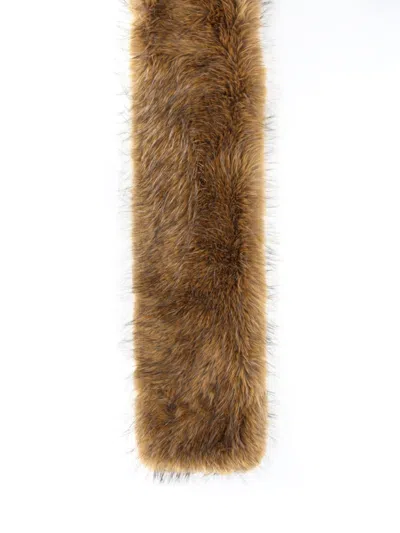 Ganni Multicoloured Recycled Polyester Scarf In Brown