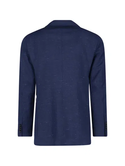 Caruso Double-breasted Blazer In Blue