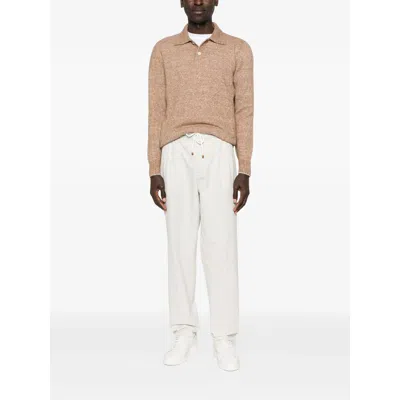 Brunello Cucinelli Drawstring Casual Pants In White