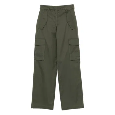 Burberry Khaki Check Trim Gabardine Cargo Pants In Green