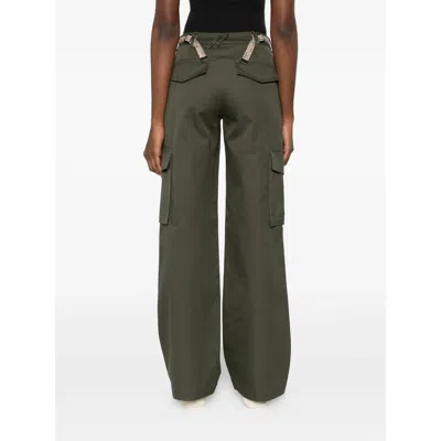 Burberry Khaki Check Trim Gabardine Cargo Pants In Green