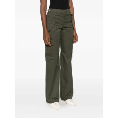 Burberry Khaki Check Trim Gabardine Cargo Pants In Green