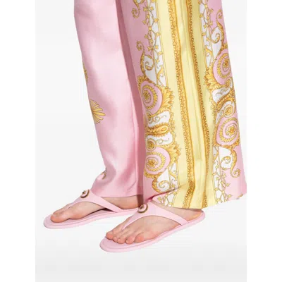 Versace Alia Medusa Rubber Thong Sandals In Pink