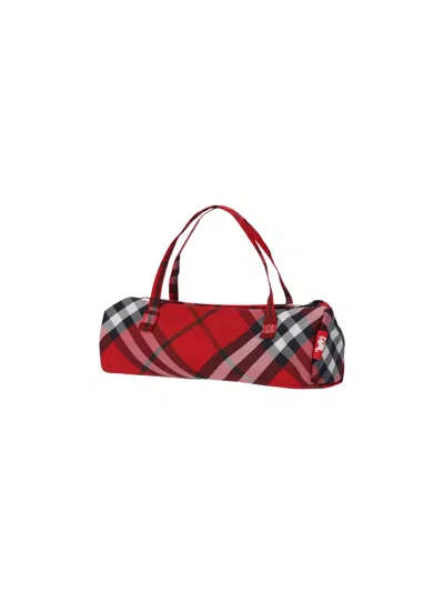 Burberry Check Folding Umbrella In Red
