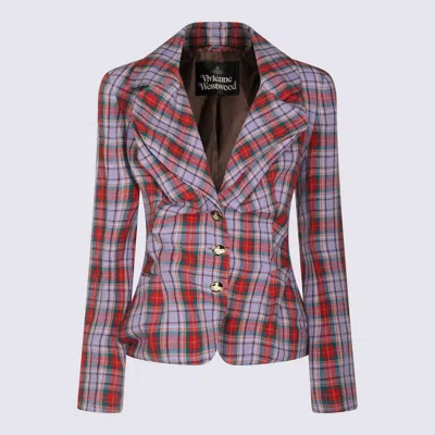 Vivienne Westwood Mens Multi Drunken Check Linen Jacket In Red