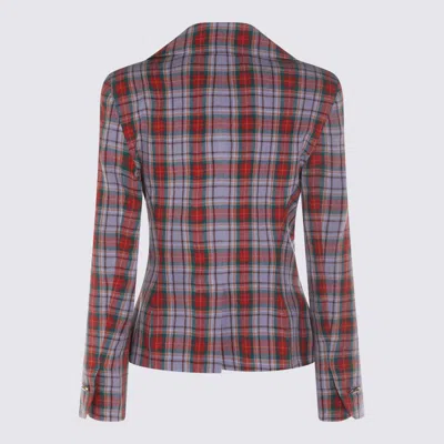 Vivienne Westwood Mens Multi Drunken Check Linen Jacket In Red