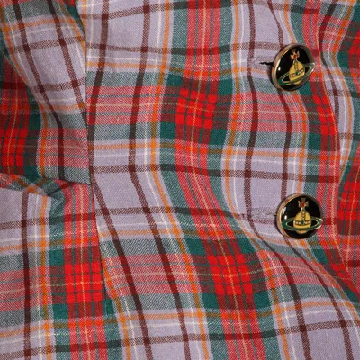 Vivienne Westwood Mens Multi Drunken Check Linen Jacket In Red