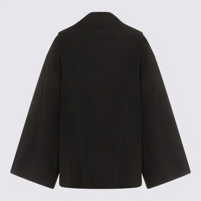 The Row Black Wool Coat In Brown