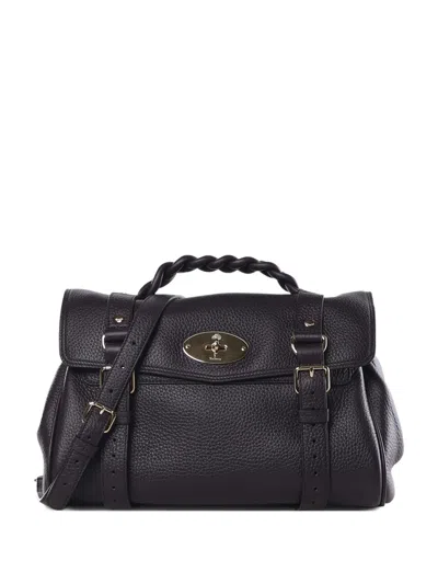 Mulberry Black Leather Mini Alexa Heavy Grain Top Handle Bag