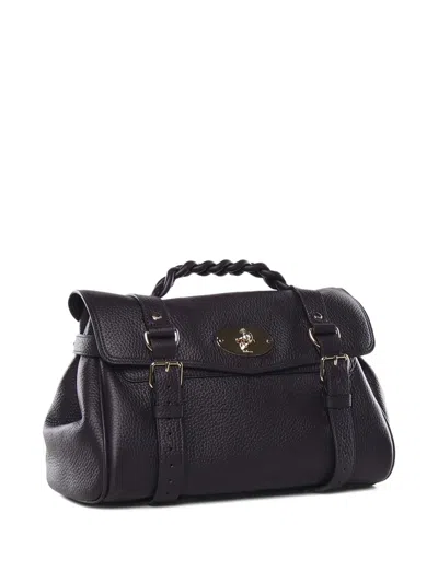 Mulberry Black Leather Mini Alexa Heavy Grain Top Handle Bag
