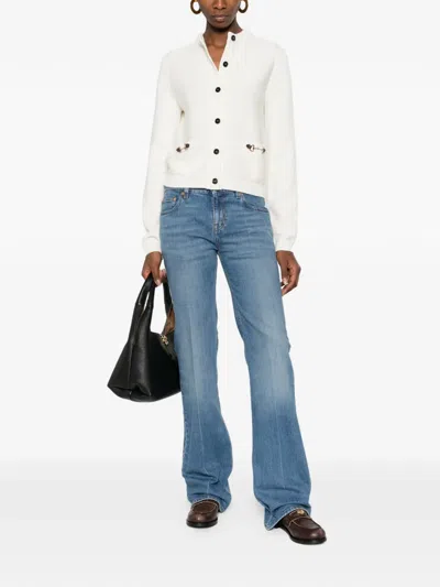 Gucci Women Wool And Cashmere Cardigan With Metal Horsebit In White
