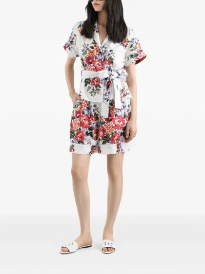 Dolce & Gabbana Floral Print Knee Length Tailored Shorts In Multi