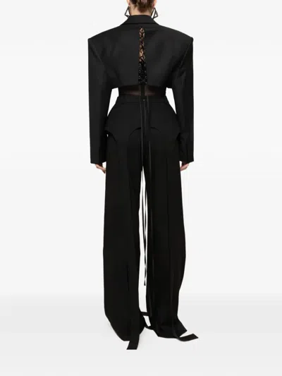 Nissa Exaggerated Hips Lace-up Trousers In Black