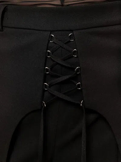 Nissa Exaggerated Hips Lace-up Trousers In Black