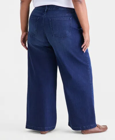 Style & Co Plus Size High-rise Wide-leg 5 Pocket Jeans, Macy's Exclusive In Blue
