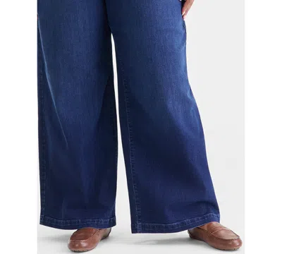 Style & Co Plus Size High-rise Wide-leg 5 Pocket Jeans, Macy's Exclusive In Blue