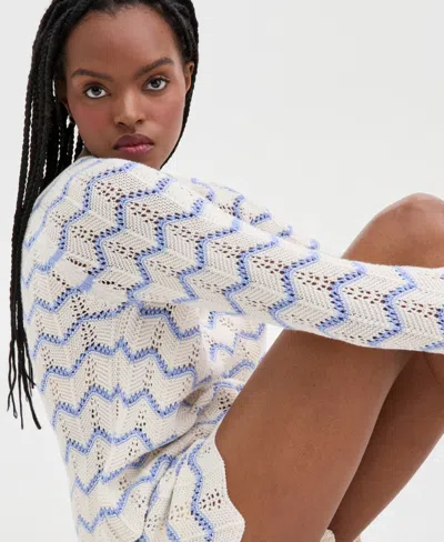 Hooked Up By Iot Juniors' Chevron Pointelle Sweater In Multi