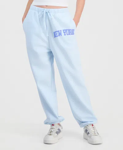 Self Esteem Juniors' New York Puff-print Jogger Pants In Blue