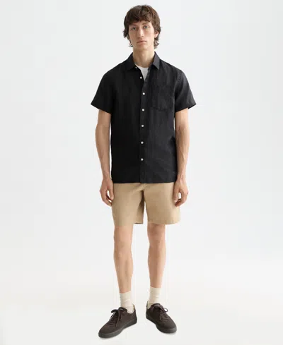 Scotch & Soda Men's Regular-fit Button-down Linen Shirt In Black