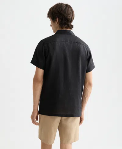 Scotch & Soda Men's Regular-fit Button-down Linen Shirt In Black