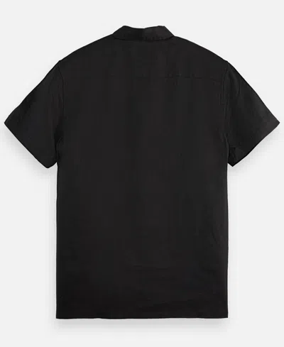 Scotch & Soda Men's Regular-fit Button-down Linen Shirt In Black