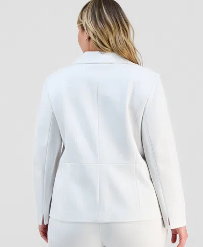 Kasper Plus Size Notch-collar Seamed One-button Jacket In White