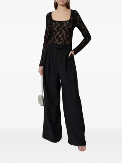 Loveshackfancy Jannie Lace Long-sleeves Bodysuit In Black