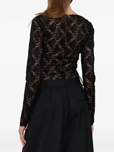 Loveshackfancy Jannie Lace Long-sleeves Bodysuit In Black