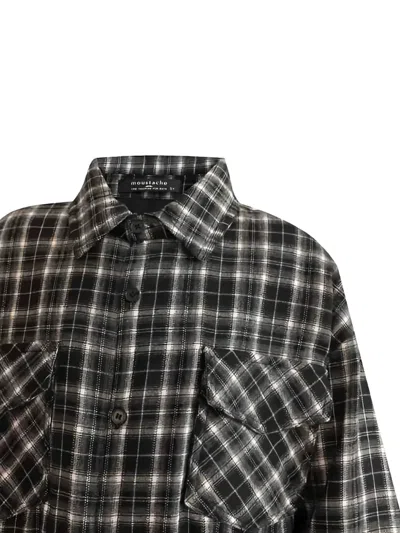 Moustache Plaid-pattern Shirt In Black