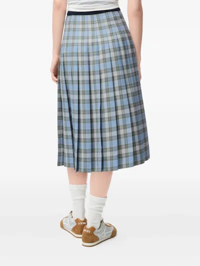Loewe Pleated Skirt In Wool Blend In Blue
