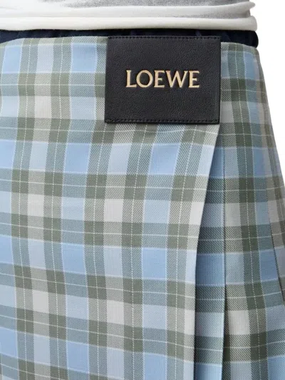 Loewe Pleated Skirt In Wool Blend In Blue