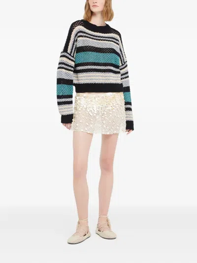 Alanui Ocean Stripes Open-knit Sweater In Multi