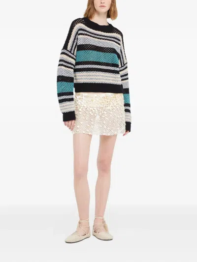 Alanui Ocean Stripes Open-knit Sweater In Multi