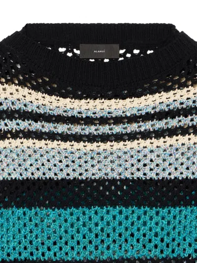 Alanui Ocean Stripes Open-knit Sweater In Multi