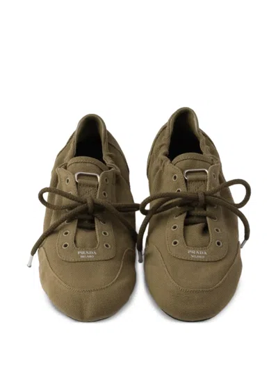 Prada Collapse Canvas Sneakers In Green
