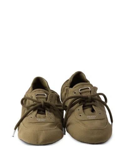 Prada Collapse Canvas Sneakers In Green