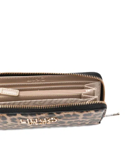 Liu •jo Large Leopard-print Zip Wallet In Brown