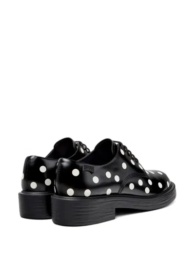 Camper Dean Polka-dot Lace-up Derby Shoes In Black