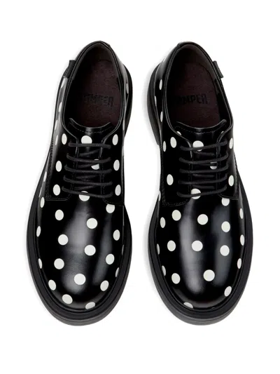 Camper Dean Polka-dot Lace-up Derby Shoes In Black