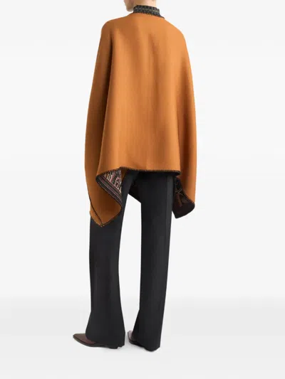 Etro Reversible Patterned Cloth Cape In Brown