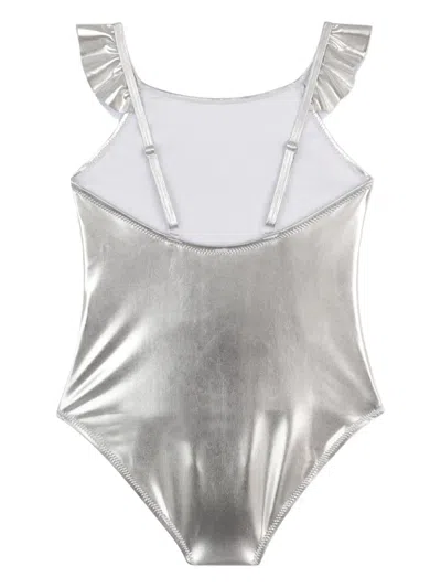 Michael Kors Ruffled Swimsuit In Silver