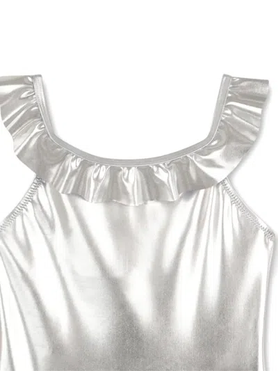 Michael Kors Ruffled Swimsuit In Silver