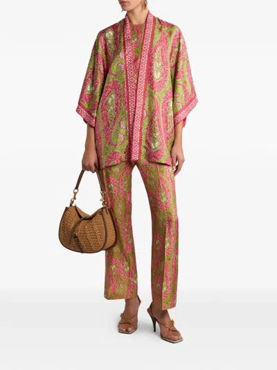 Etro Paisley Foliage Open Front Knitwear Piece In Red