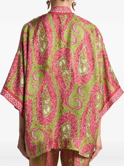 Etro Paisley Foliage Open Front Knitwear Piece In Red