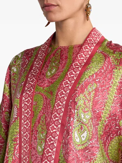Etro Paisley Foliage Open Front Knitwear Piece In Red