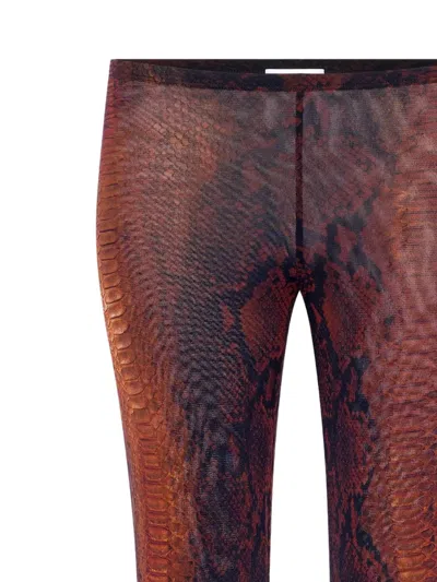 Jean Paul Gaultier Mesh Printed Python Trousers In Brown